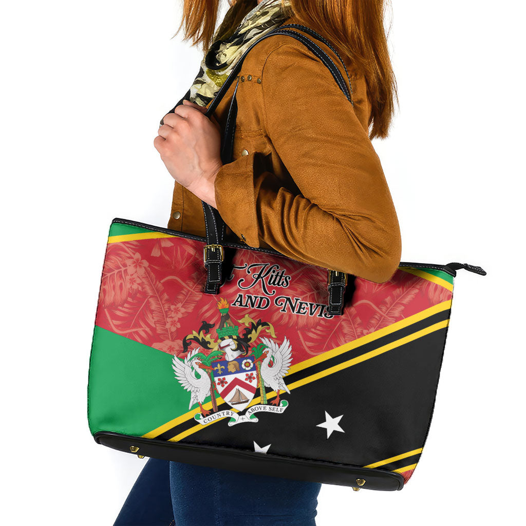 Saint Kitts and Nevis Leather Tote Bag Happy Independence Day