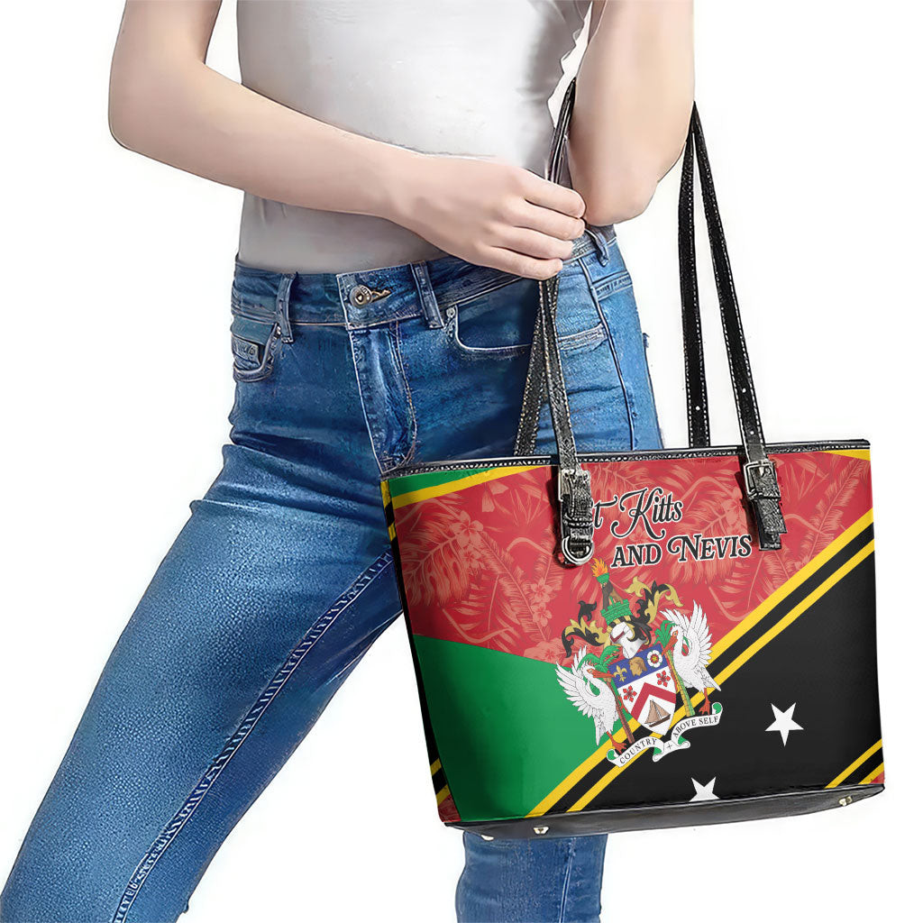Saint Kitts and Nevis Leather Tote Bag Happy Independence Day