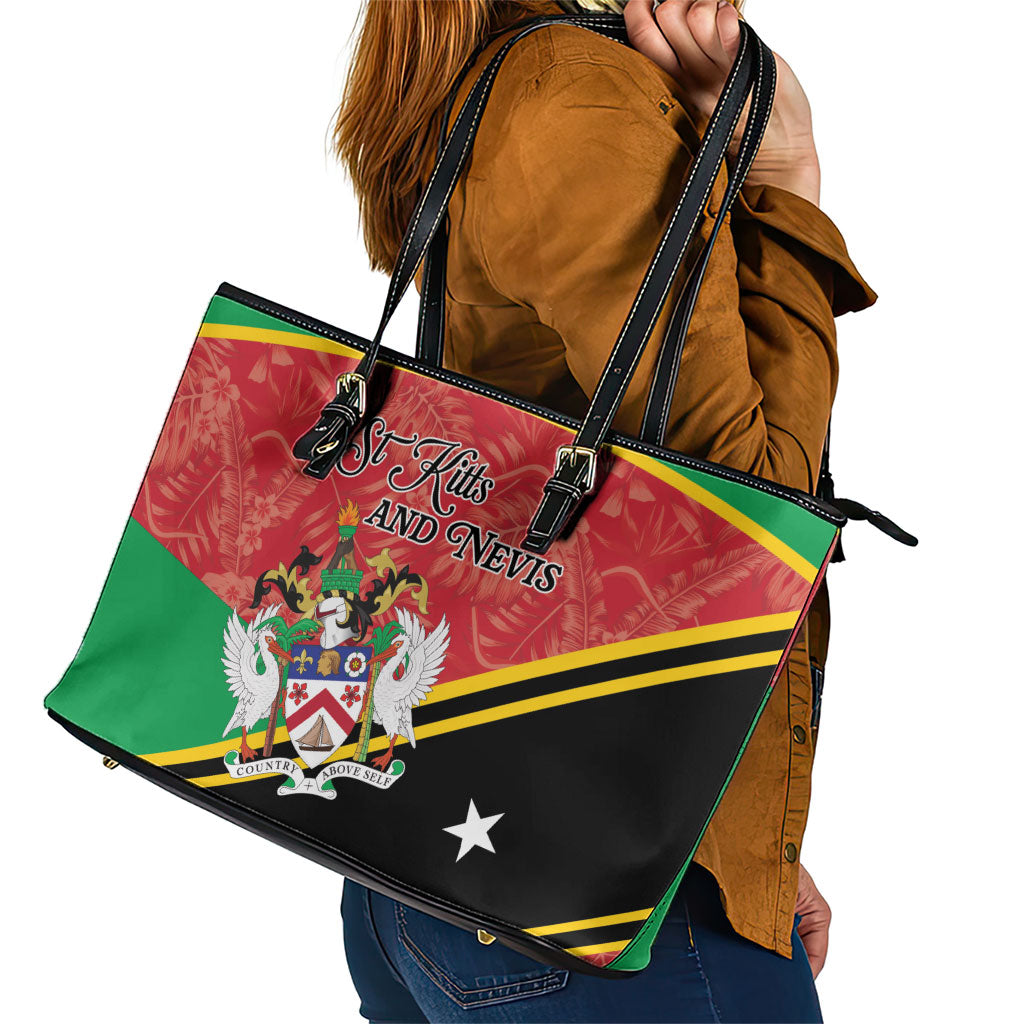 Saint Kitts and Nevis Leather Tote Bag Happy Independence Day