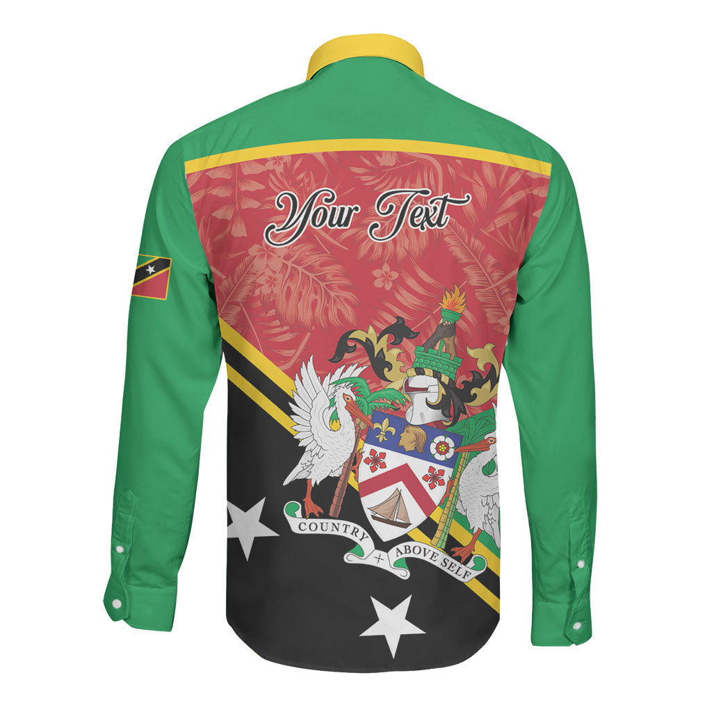 Personalized Saint Kitts and Nevis Long Sleeve Button Shirt Happy Independence Day