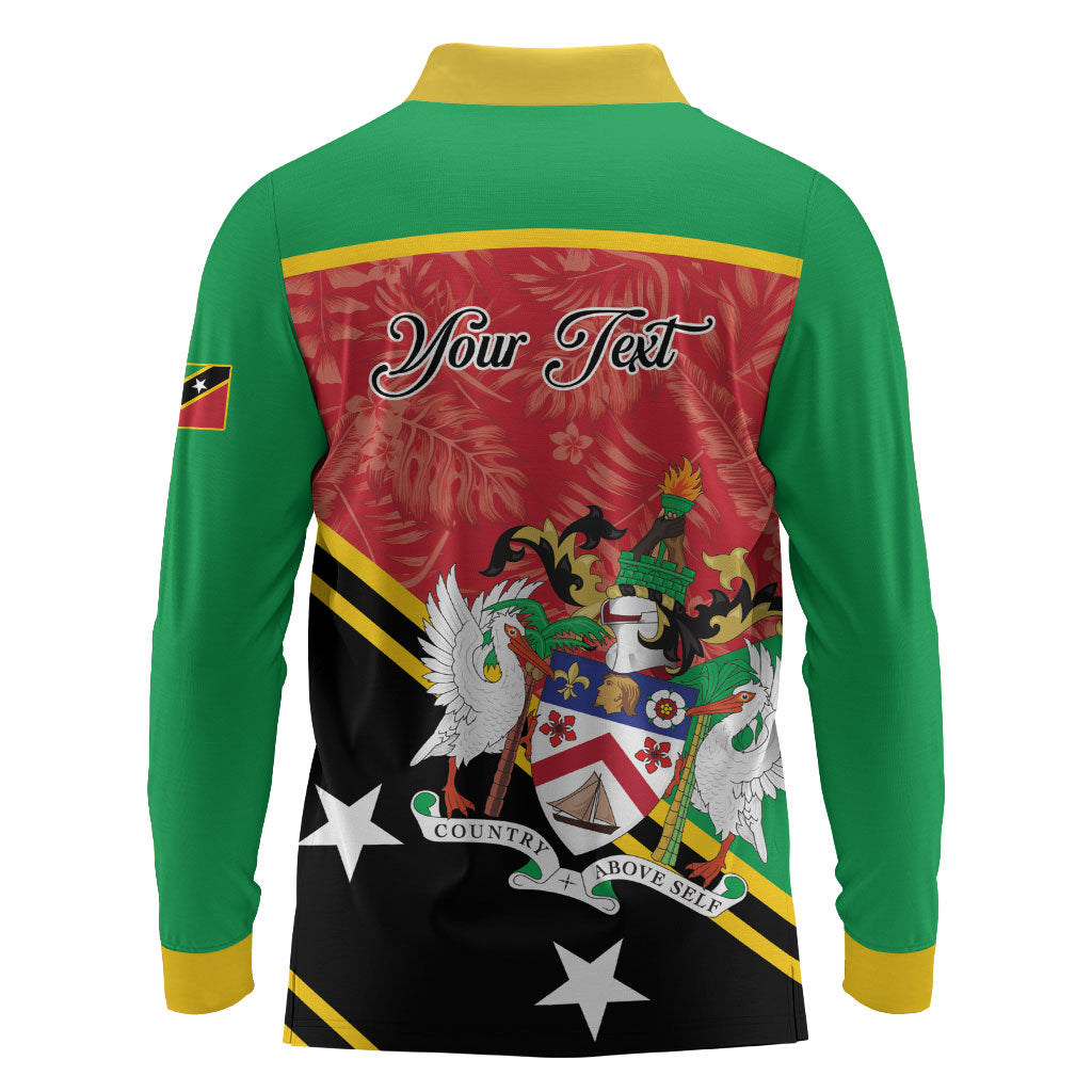 Personalized Saint Kitts and Nevis Long Sleeve Polo Shirt Happy Independence Day