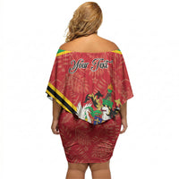 Personalized Saint Kitts and Nevis Off Shoulder Short Dress Happy Independence Day