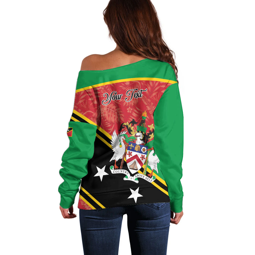 Personalized Saint Kitts and Nevis Off Shoulder Sweater Happy Independence Day