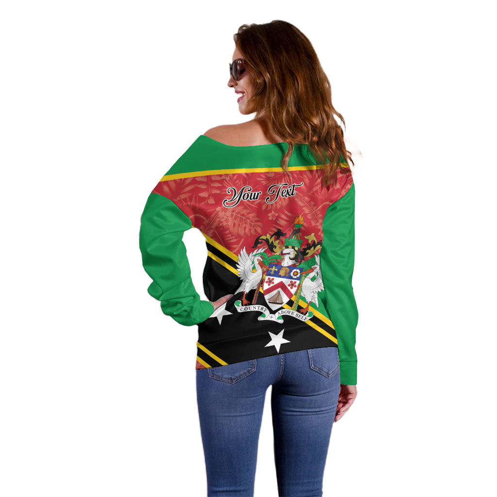 Personalized Saint Kitts and Nevis Off Shoulder Sweater Happy Independence Day