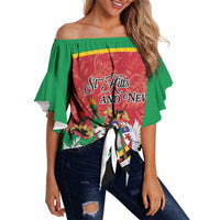Personalized Saint Kitts and Nevis Off Shoulder Wrap Waist Top Happy Independence Day