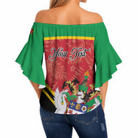 Personalized Saint Kitts and Nevis Off Shoulder Wrap Waist Top Happy Independence Day