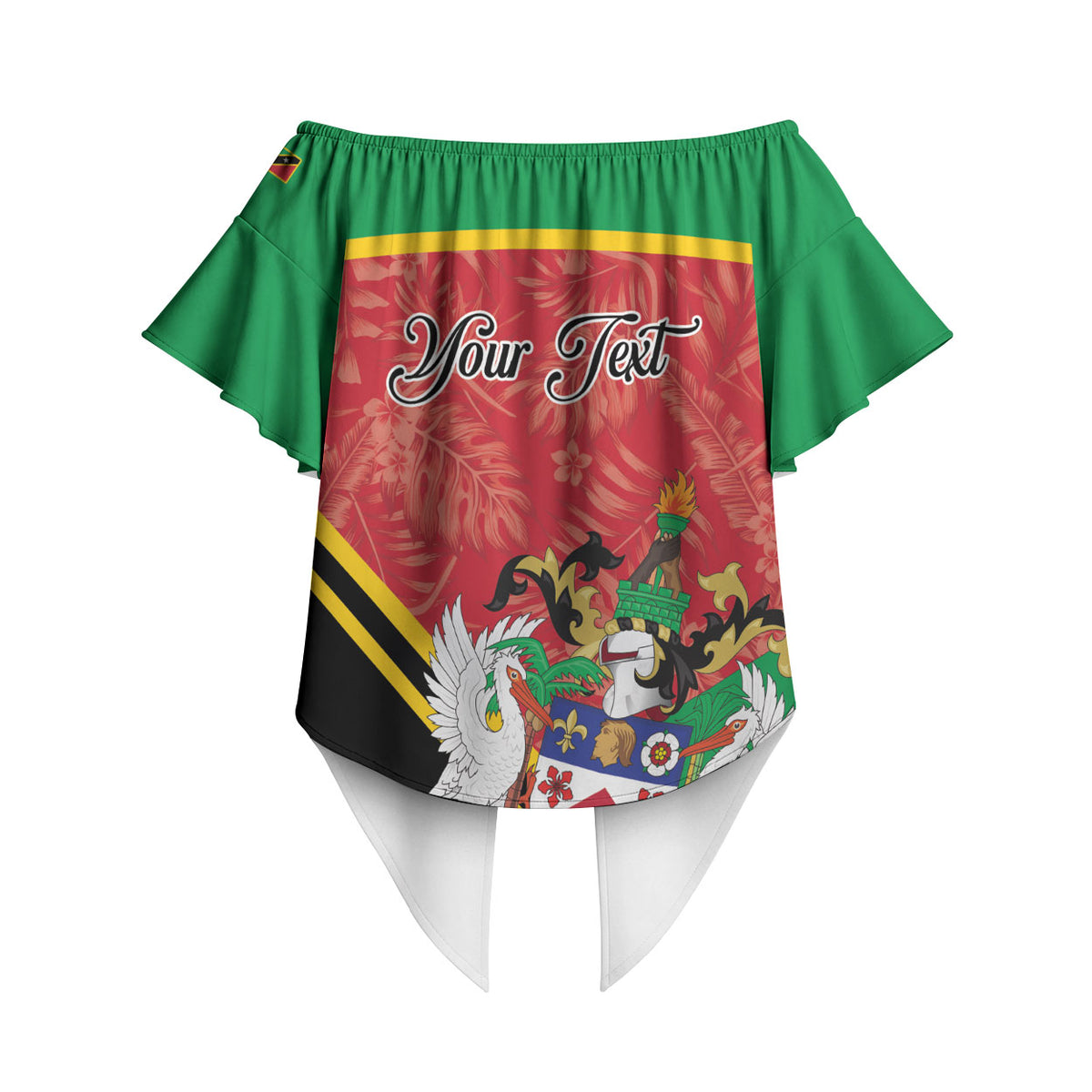 Personalized Saint Kitts and Nevis Off Shoulder Wrap Waist Top Happy Independence Day