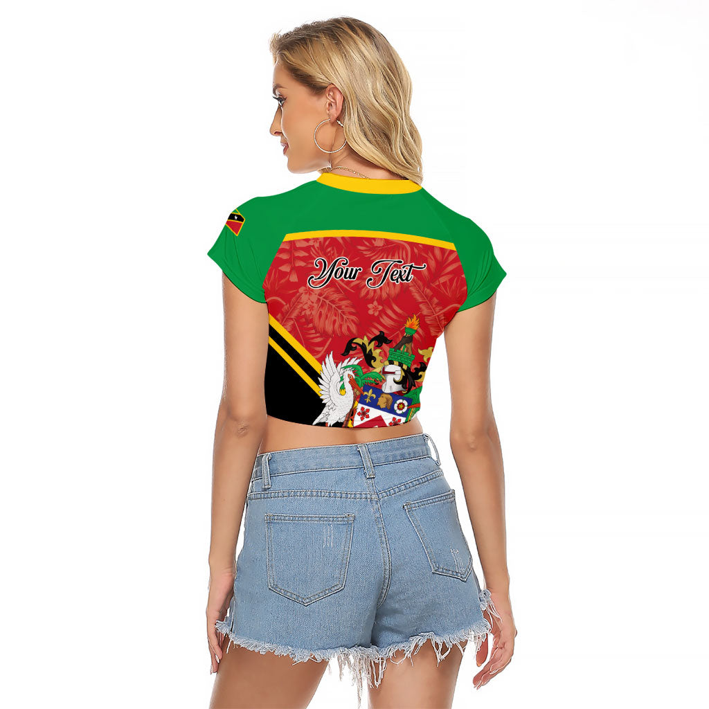Personalized Saint Kitts and Nevis Raglan Cropped T Shirt Happy Independence Day