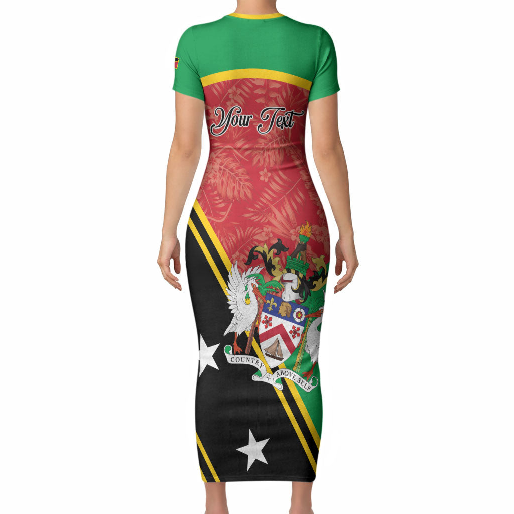 Personalized Saint Kitts and Nevis Short Sleeve Bodycon Dress Happy Independence Day