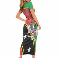 Personalized Saint Kitts and Nevis Short Sleeve Bodycon Dress Happy Independence Day