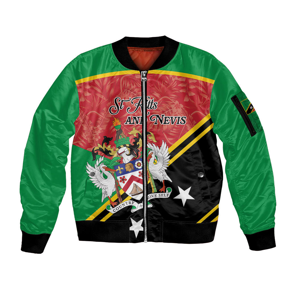 Personalized Saint Kitts and Nevis Sleeve Zip Bomber Jacket Happy Independence Day