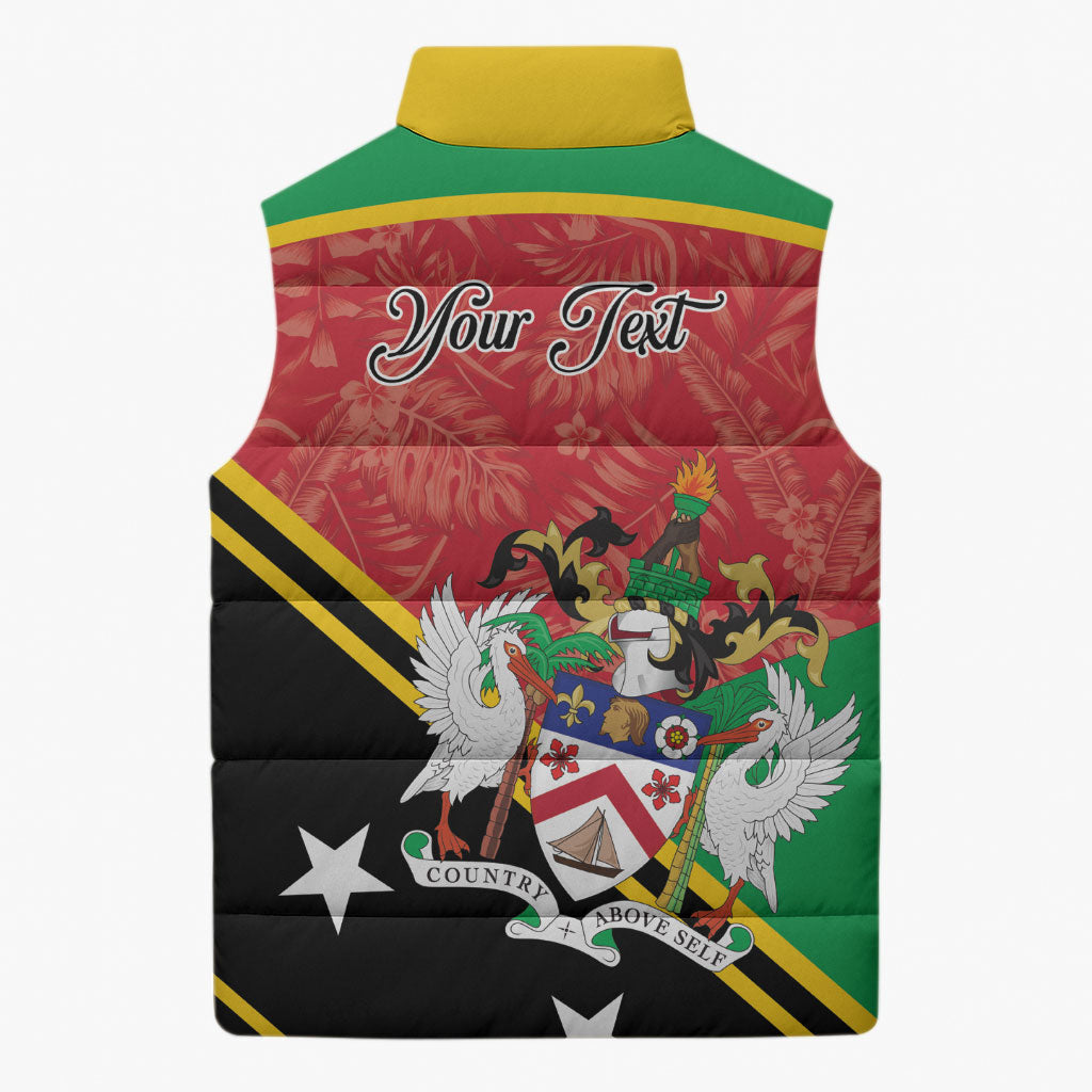 Personalized Saint Kitts and Nevis Sleeveless Puffer Jacket Happy Independence Day