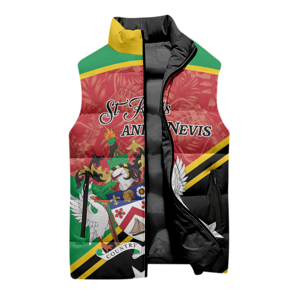 Personalized Saint Kitts and Nevis Sleeveless Puffer Jacket Happy Independence Day