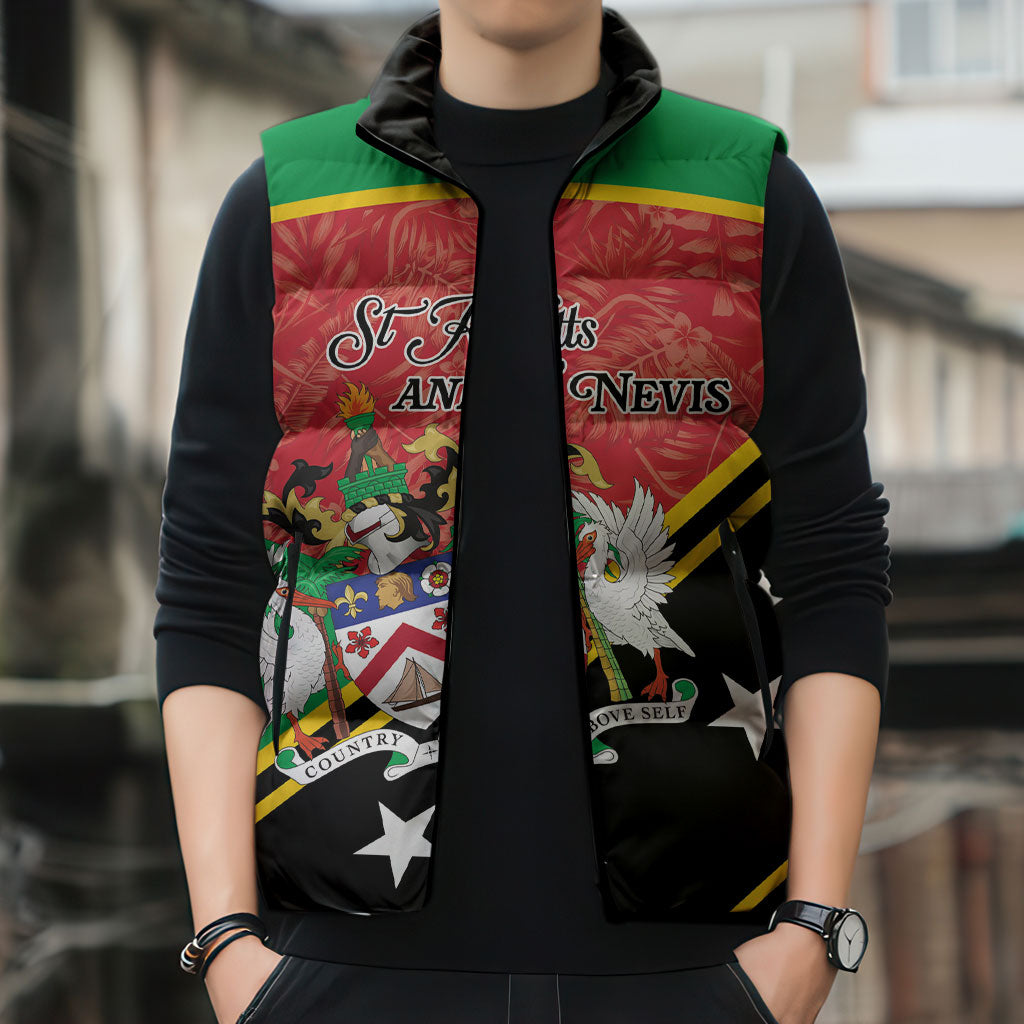 Personalized Saint Kitts and Nevis Sleeveless Puffer Jacket Happy Independence Day