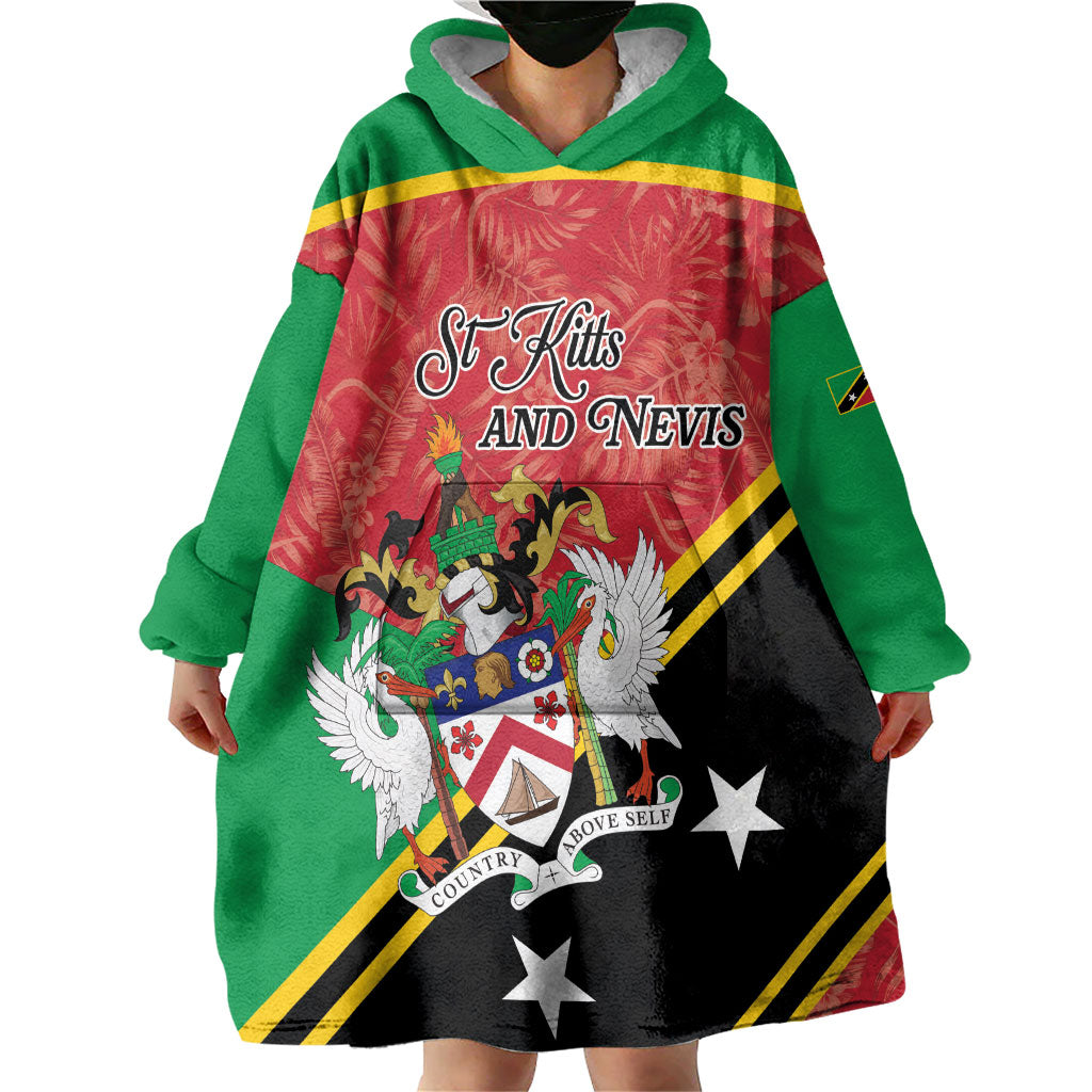 Personalized Saint Kitts and Nevis Wearable Blanket Hoodie Happy Independence Day
