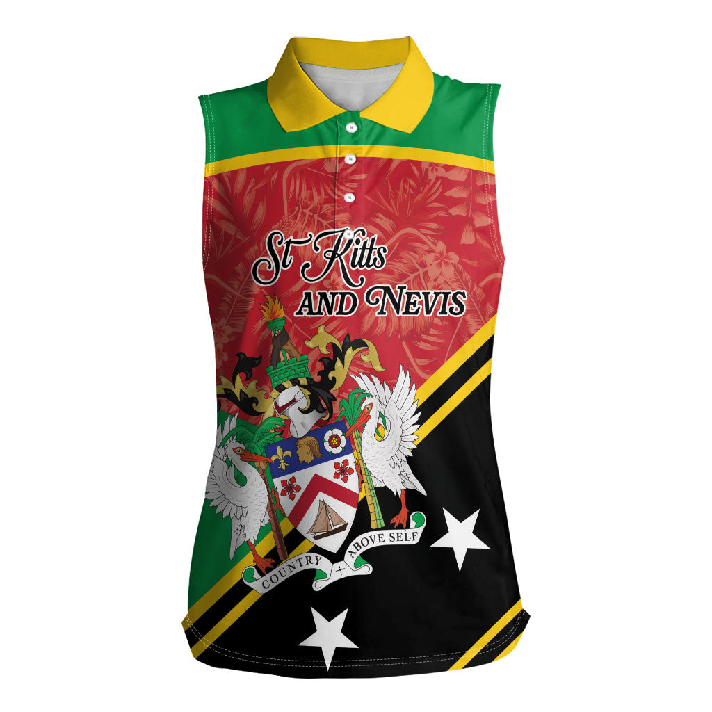 Personalized Saint Kitts and Nevis Women Sleeveless Polo Shirt Happy Independence Day