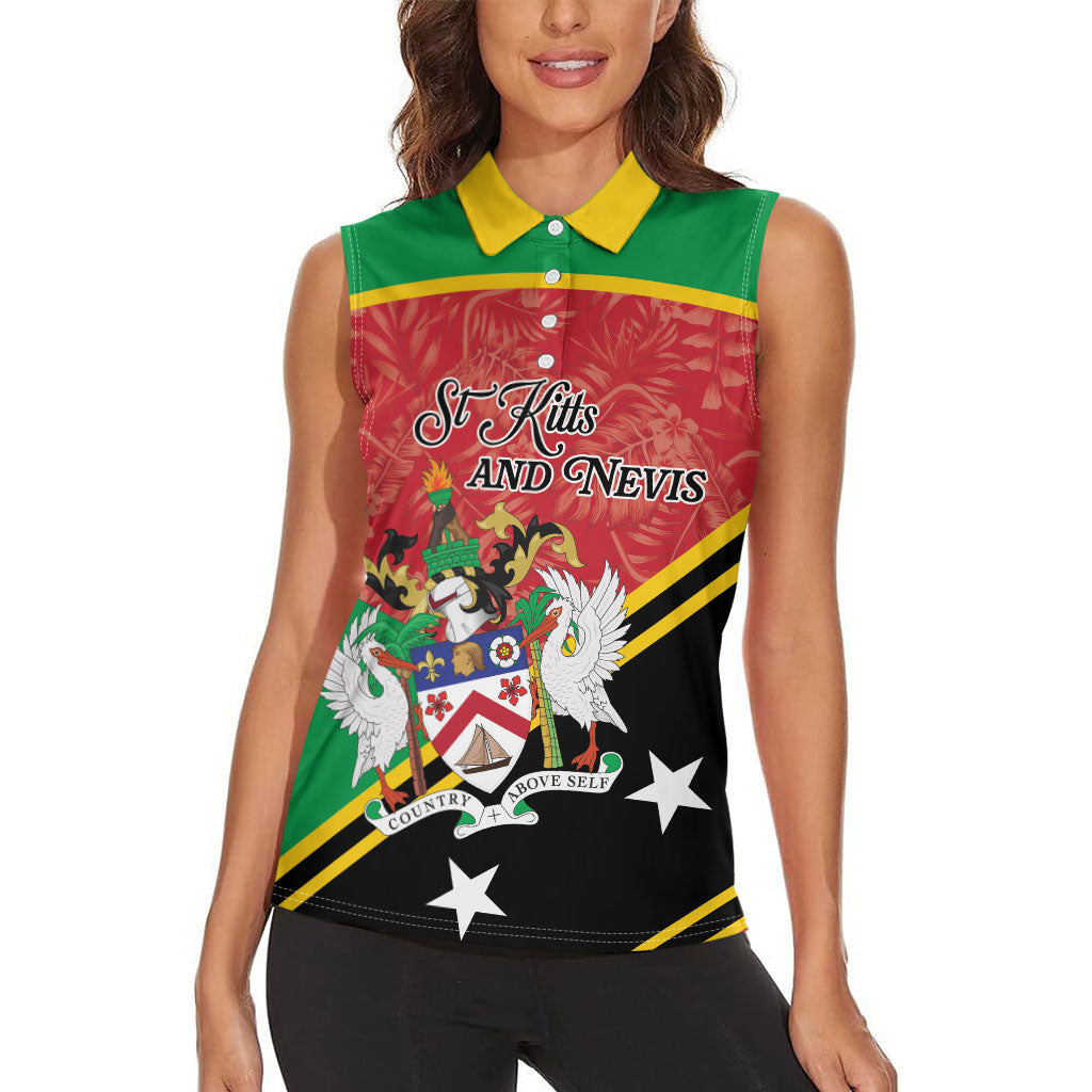 Personalized Saint Kitts and Nevis Women Sleeveless Polo Shirt Happy Independence Day