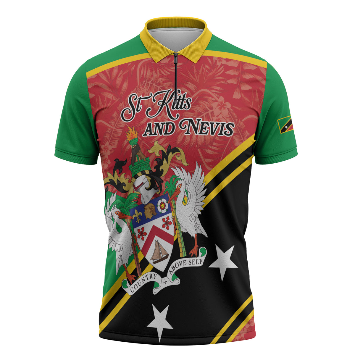 Personalized Saint Kitts and Nevis Zipper Polo Shirt Happy Independence Day
