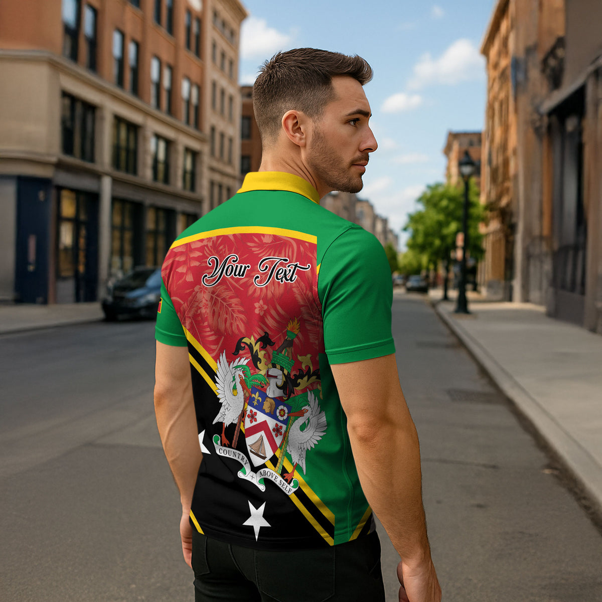 Personalized Saint Kitts and Nevis Zipper Polo Shirt Happy Independence Day