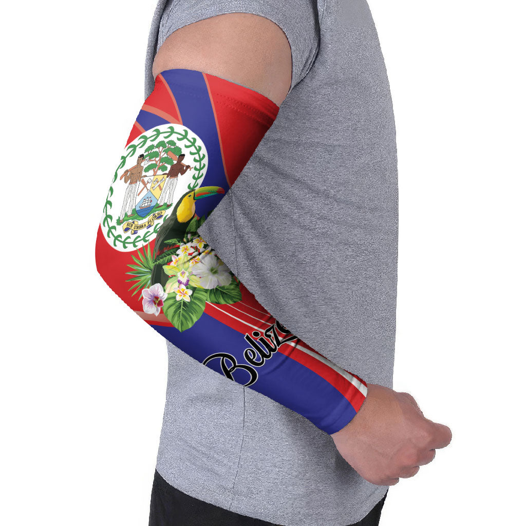 Personalized Belize Toucan Tropical Arm Sleeves Happy Independence Day