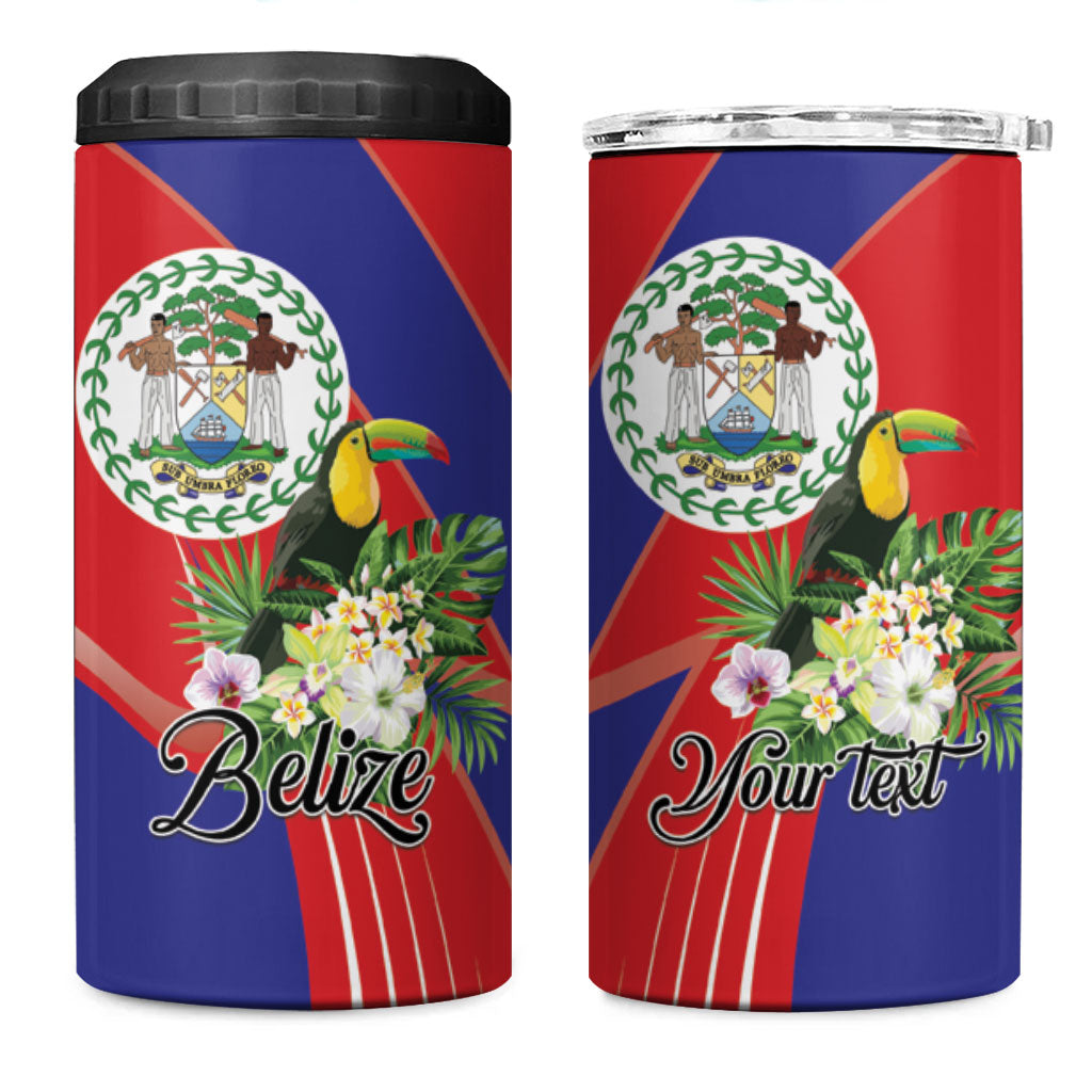 Personalized Belize Toucan Tropical 4 in 1 Can Cooler Tumbler Happy Independence Day