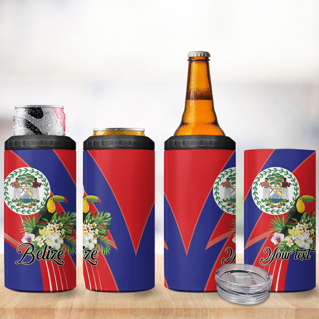 Personalized Belize Toucan Tropical 4 in 1 Can Cooler Tumbler Happy Independence Day
