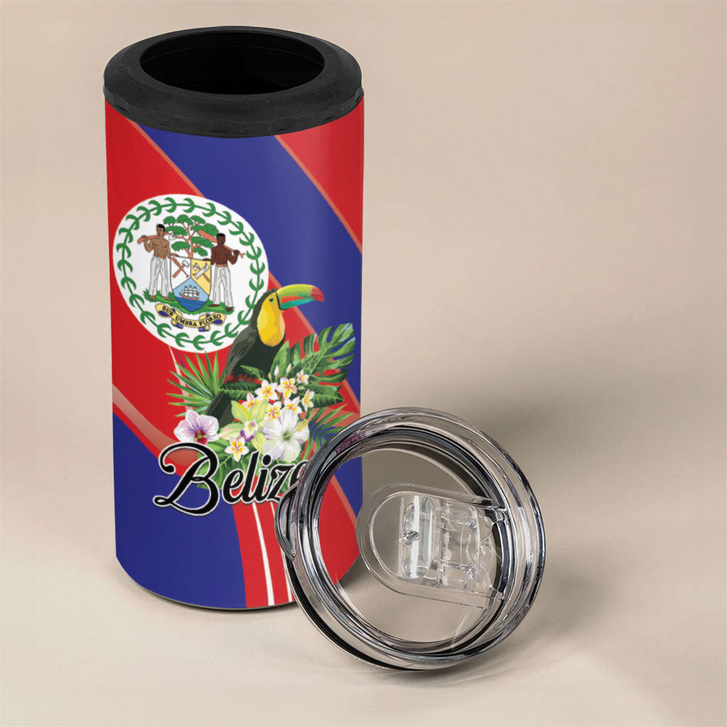 Personalized Belize Toucan Tropical 4 in 1 Can Cooler Tumbler Happy Independence Day