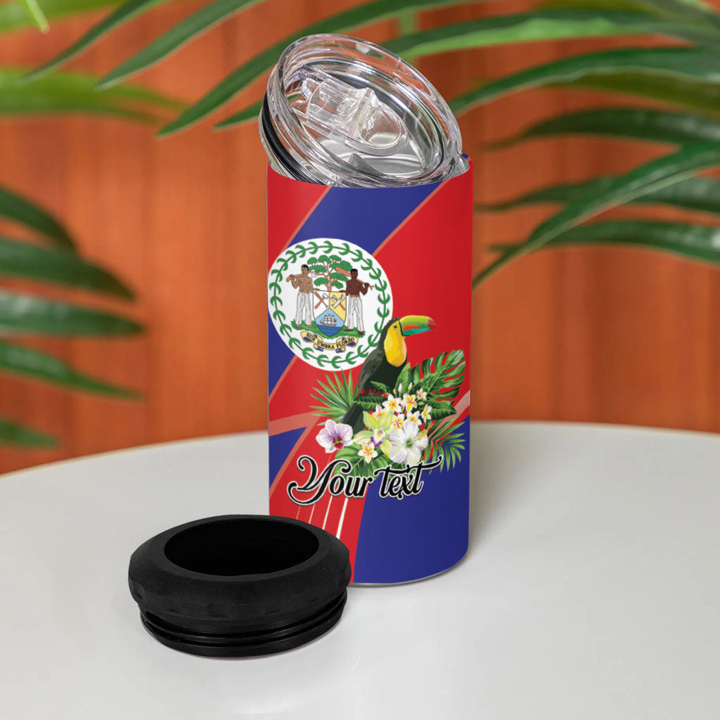 Personalized Belize Toucan Tropical 4 in 1 Can Cooler Tumbler Happy Independence Day