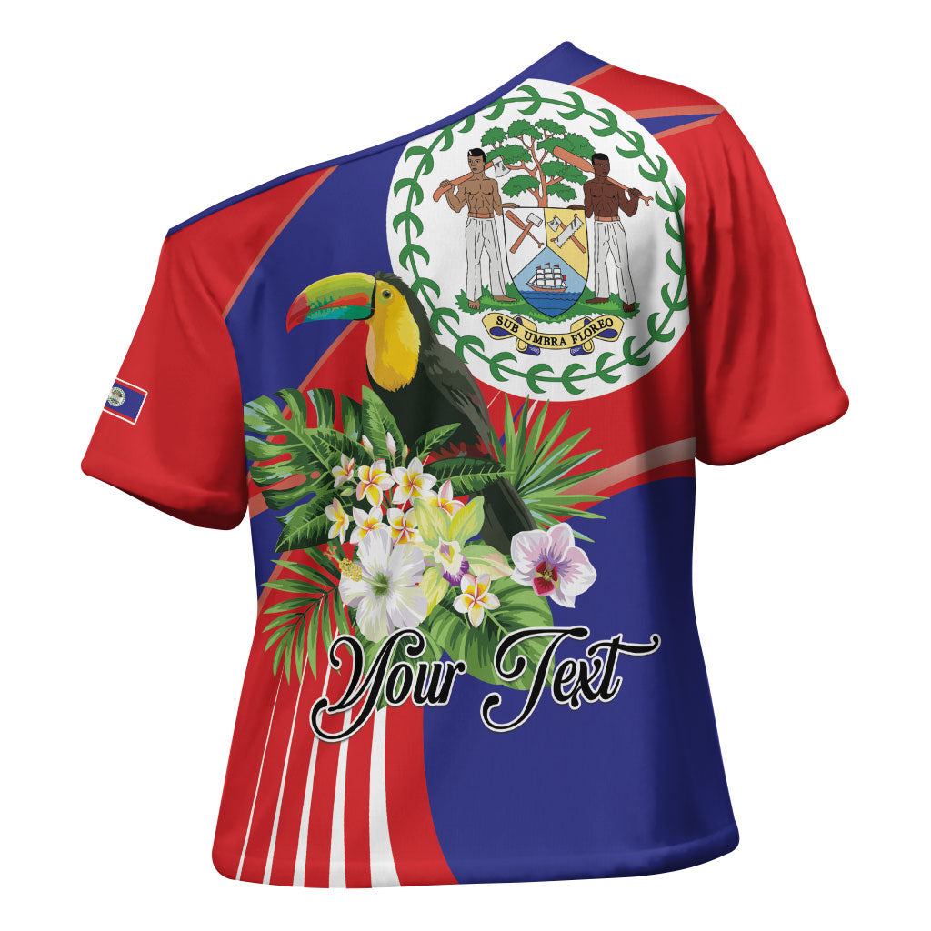 Personalized Belize Toucan Tropical Cross Shoulder Shirt Happy Independence Day