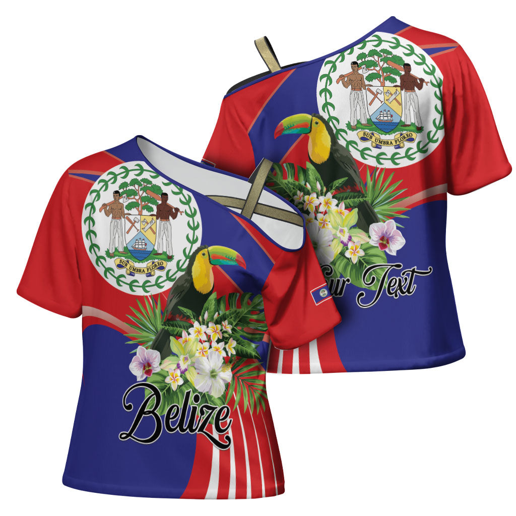 Personalized Belize Toucan Tropical Cross Shoulder Shirt Happy Independence Day