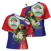 Personalized Belize Toucan Tropical Cross Shoulder Shirt Happy Independence Day
