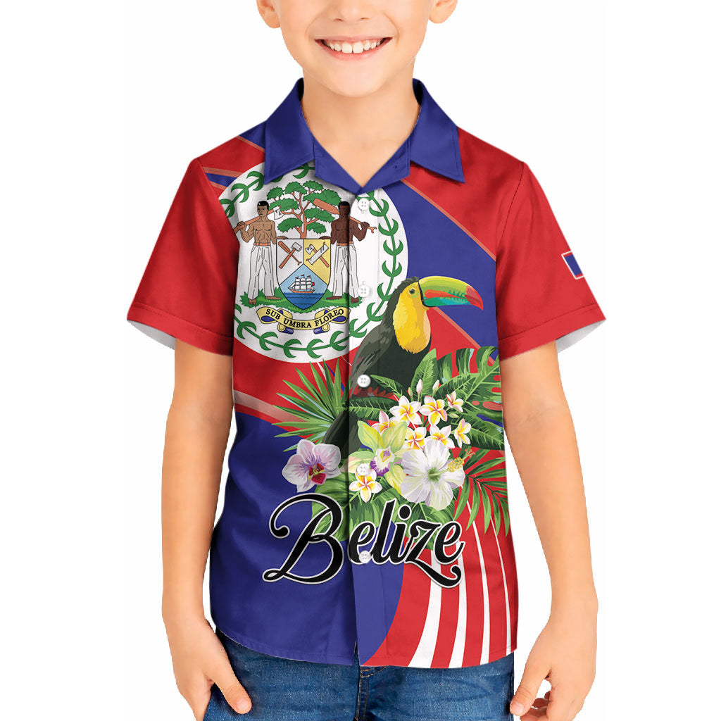 Personalized Belize Toucan Tropical Kid Hawaiian Shirt Happy Independence Day