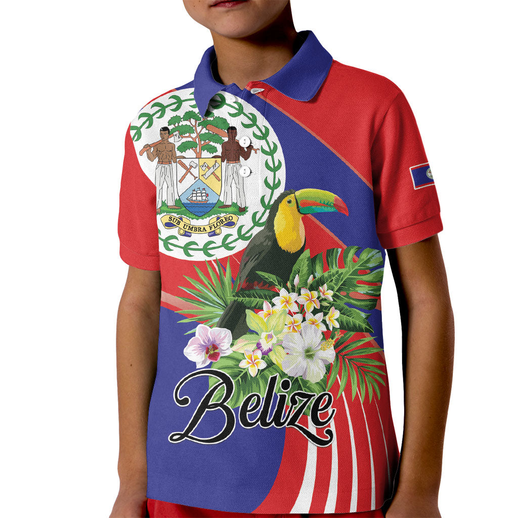 Personalized Belize Toucan Tropical Kid Polo Shirt Happy Independence Day