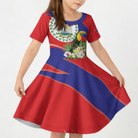 Personalized Belize Toucan Tropical Kid Short Sleeve Dress Happy Independence Day