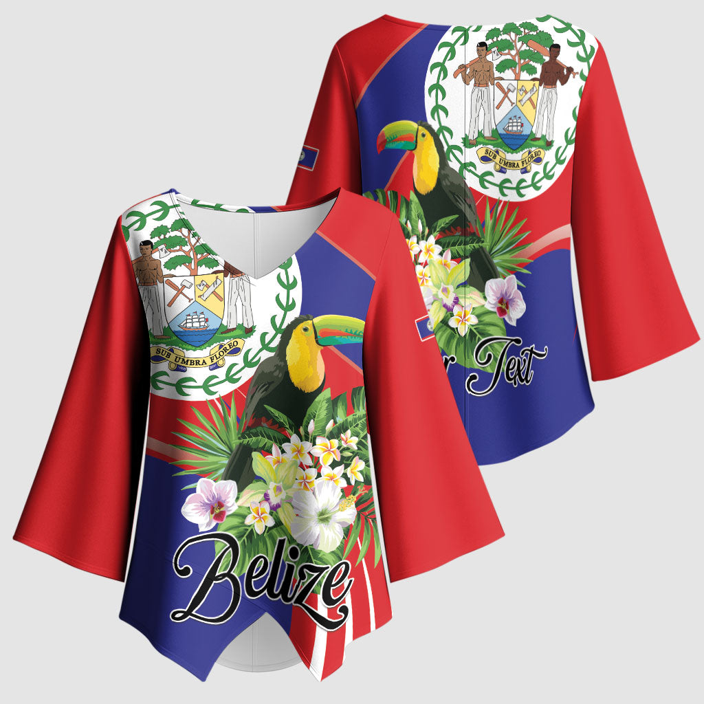 Personalized Belize Toucan Tropical Kimono Sleeve Blouse Happy Independence Day