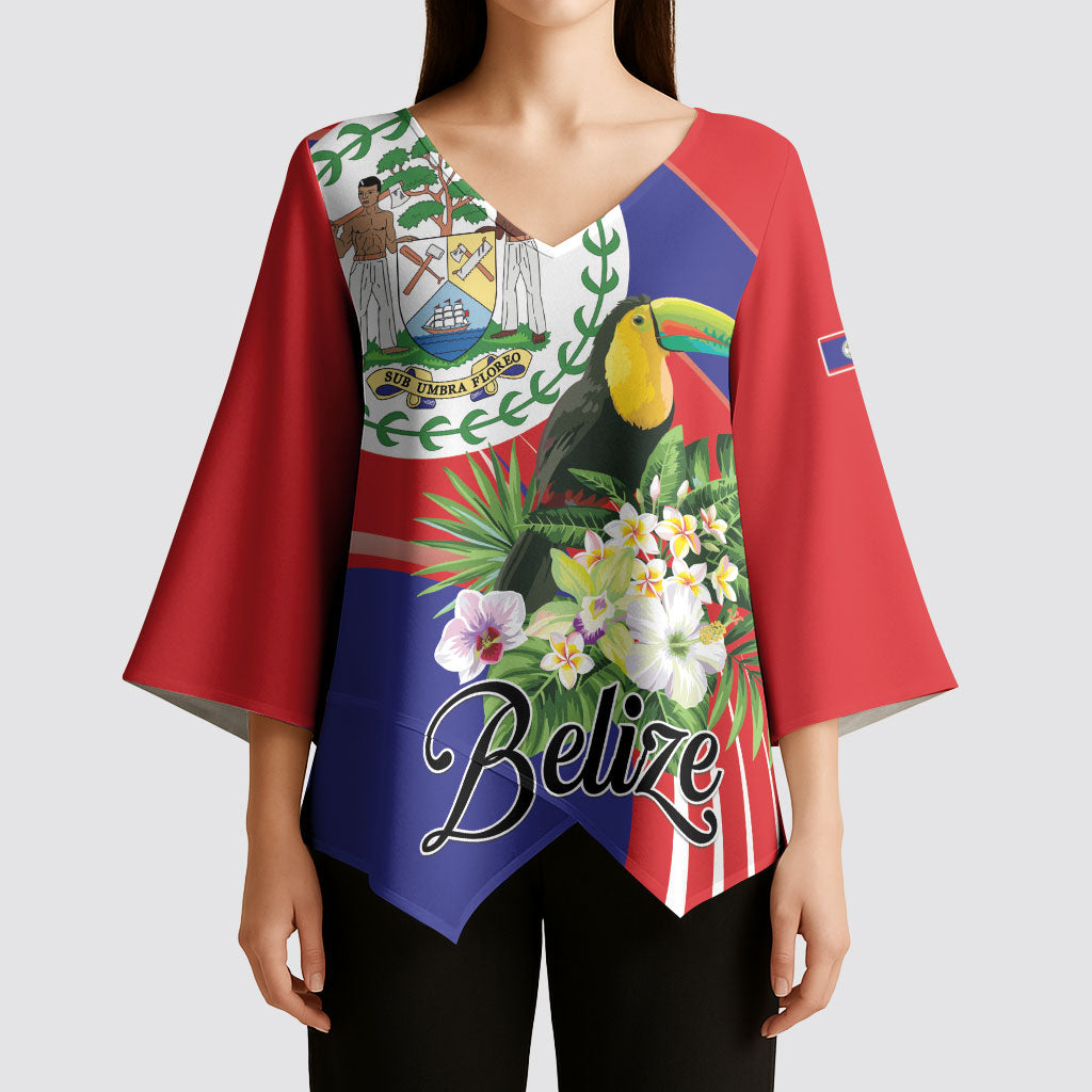Personalized Belize Toucan Tropical Kimono Sleeve Blouse Happy Independence Day
