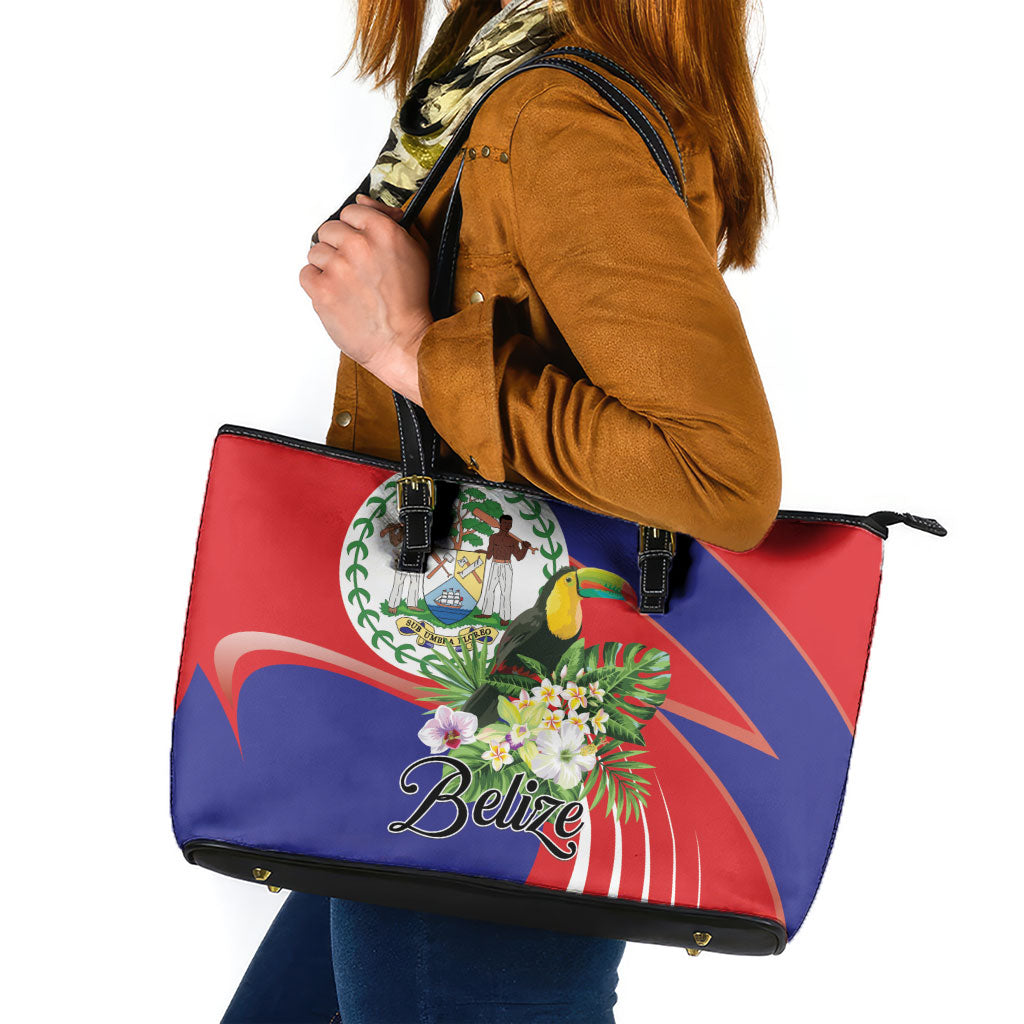 Belize Toucan Tropical Leather Tote Bag Happy Independence Day