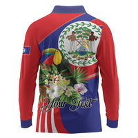 Personalized Belize Toucan Tropical Long Sleeve Polo Shirt Happy Independence Day