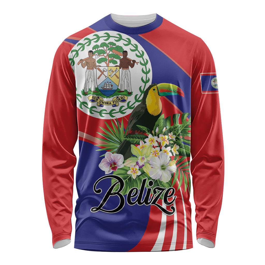 Personalized Belize Toucan Tropical Long Sleeve Shirt Happy Independence Day