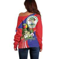 Personalized Belize Toucan Tropical Off Shoulder Sweater Happy Independence Day
