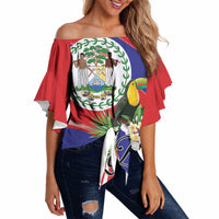 Personalized Belize Toucan Tropical Off Shoulder Wrap Waist Top Happy Independence Day