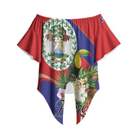 Personalized Belize Toucan Tropical Off Shoulder Wrap Waist Top Happy Independence Day