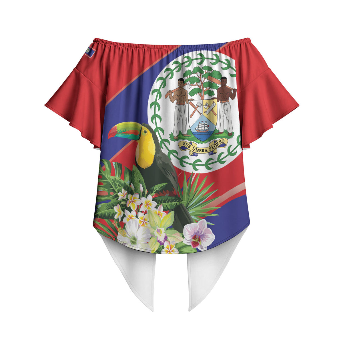 Personalized Belize Toucan Tropical Off Shoulder Wrap Waist Top Happy Independence Day