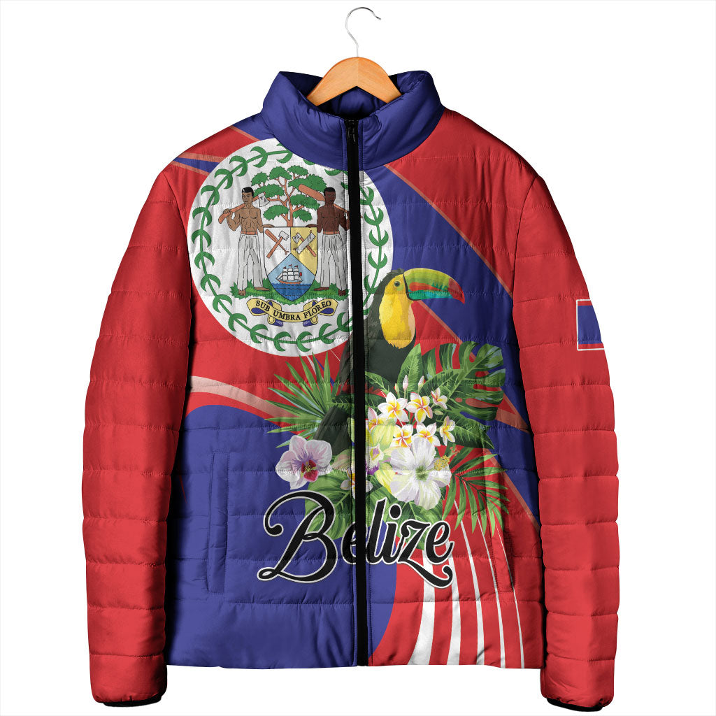 Personalized Belize Toucan Tropical Padded Jacket Happy Independence Day