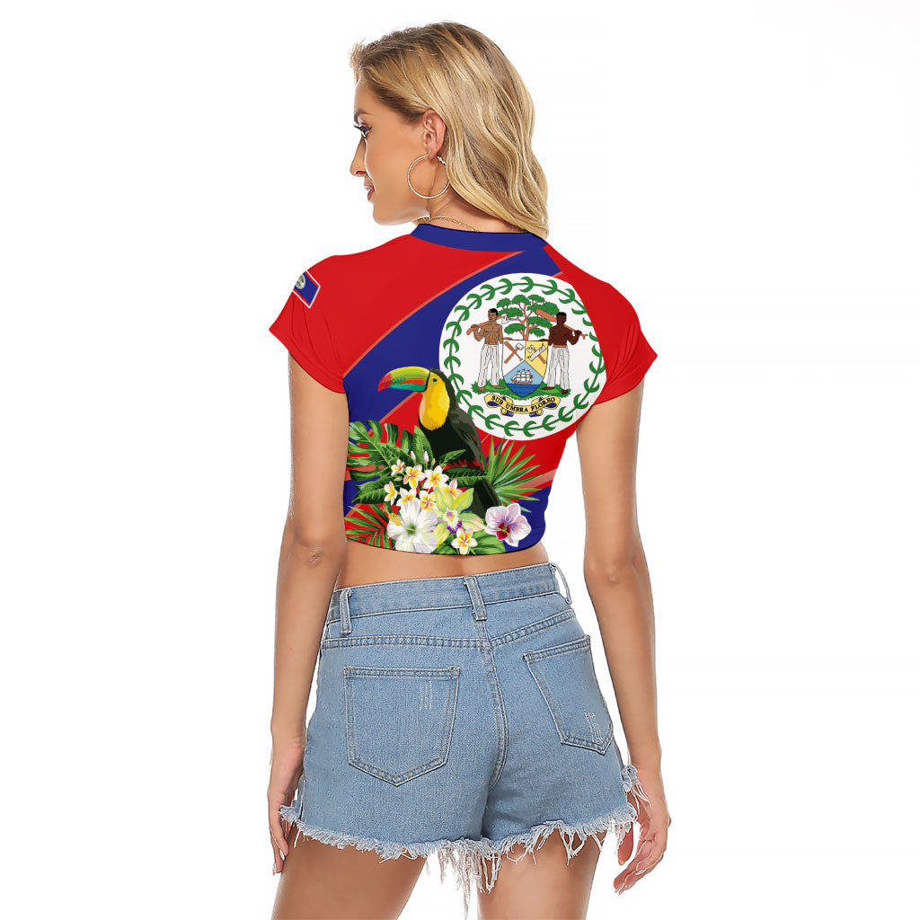 Personalized Belize Toucan Tropical Raglan Cropped T Shirt Happy Independence Day