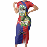 Personalized Belize Toucan Tropical Short Sleeve Bodycon Dress Happy Independence Day