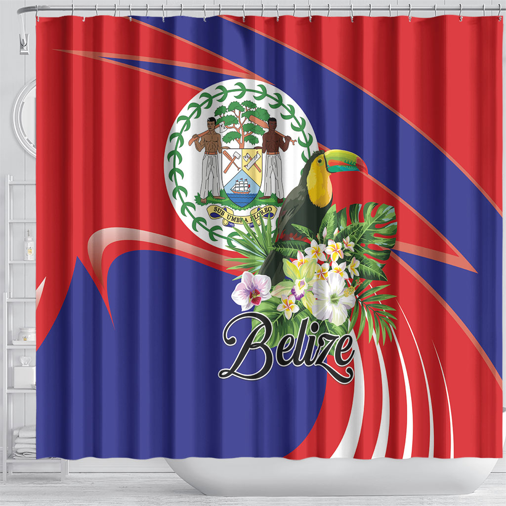 Belize Toucan Tropical Shower Curtain Happy Independence Day