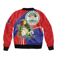 Personalized Belize Toucan Tropical Sleeve Zip Bomber Jacket Happy Independence Day