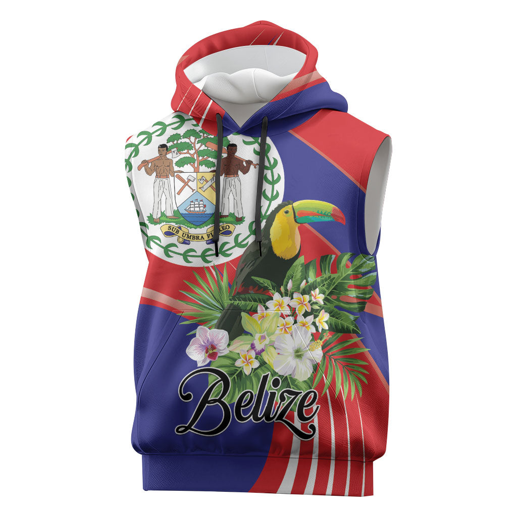 Personalized Belize Toucan Tropical Sleeveless Hoodie Happy Independence Day