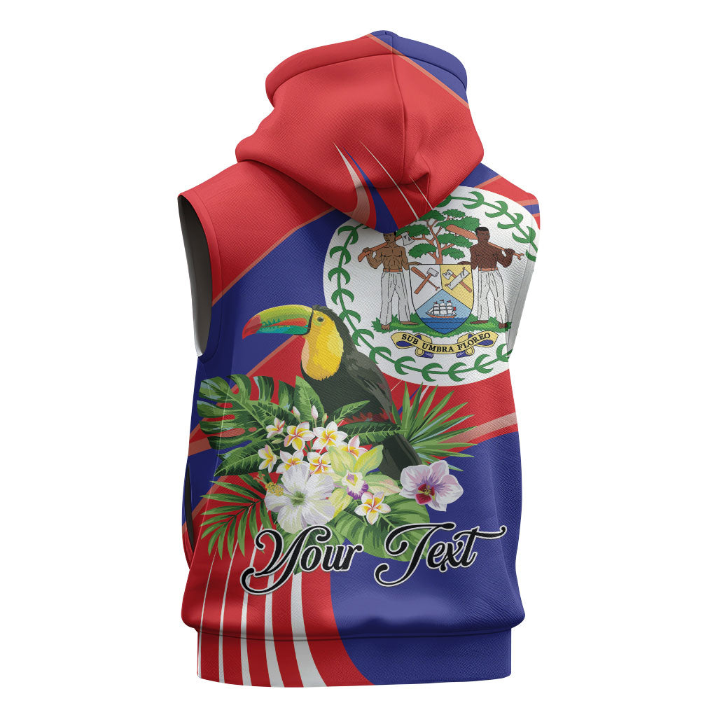 Personalized Belize Toucan Tropical Sleeveless Hoodie Happy Independence Day
